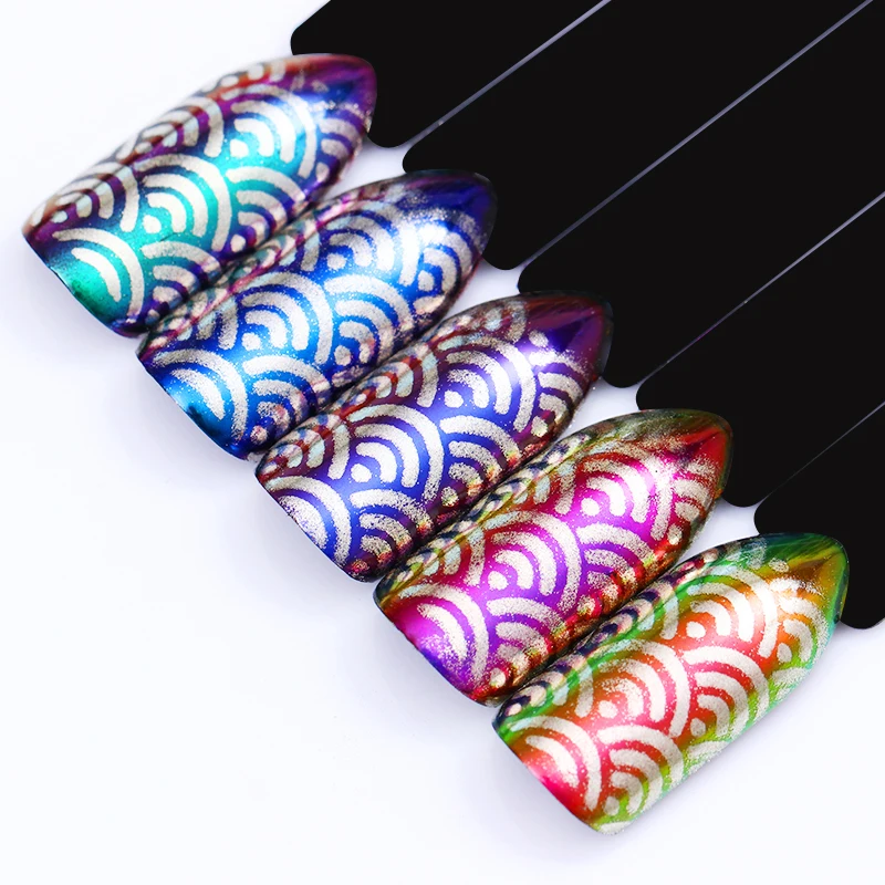 2 шт зеркало Хамелеон блеск для ногтей порошок градиент металлический эффект