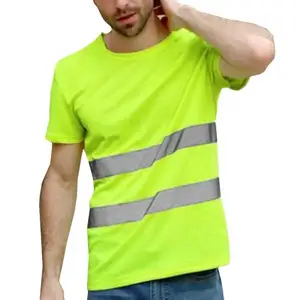 Unisex Reflective Work Shirt High Visibility Safety Casual Baggy Vest Breathable Businss Clothes Ref