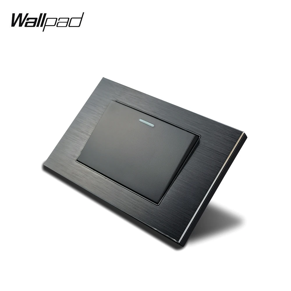 

118 US 1 Gang Wall Light Switch Wallpad L3 Black Aluminum Panel 1 Way 2 Way Intermediate American Size Luminous Indicator