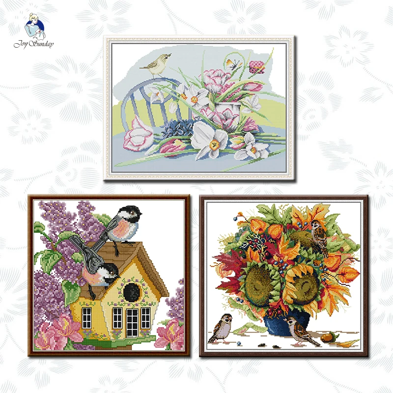 

Joy Sunday Animal Birds Handmade Needlework Cross Stitch Kit14CT 11CT Printed Or White Fabric Cotton Thread Embroidery Gifts Set