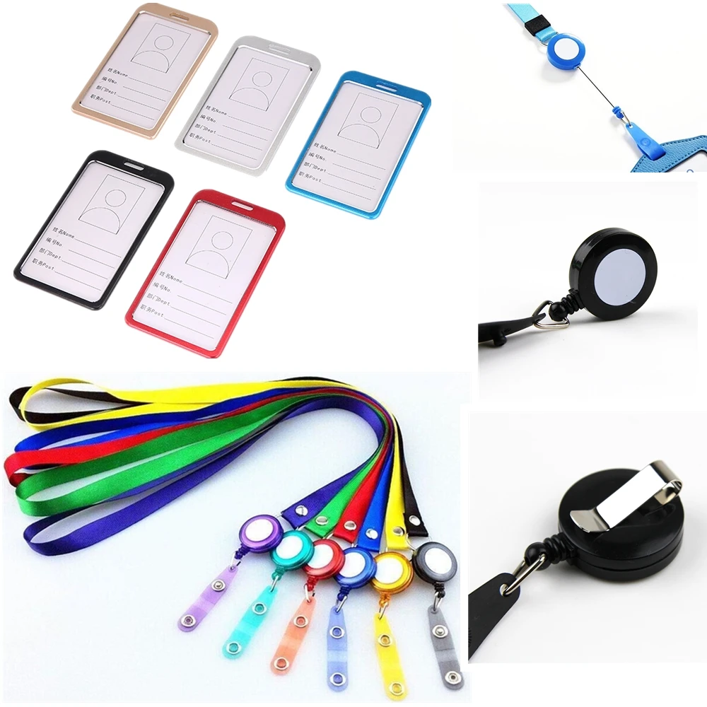 

Color ID Card Holder Lanyard Badge Holder Name Identification Sleeve Business Exhibit Office school strap Neck Hang