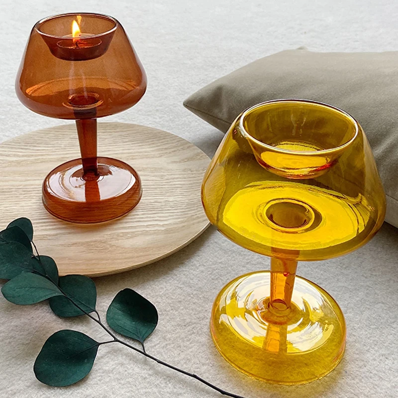 Glass Candle Holder Cup Aromatherapy Clear Decorative Home Decor Beautiful Living Room Bathroom Lighting | Дом и сад