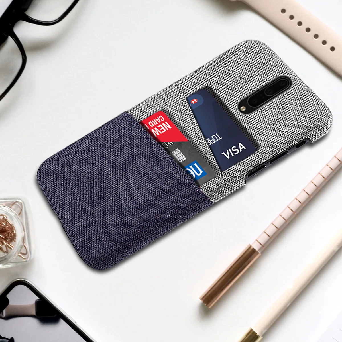 For OnePlus 7T Pro 7 Phone Back Case Slim Retro Woven Fabric Cloth Anti-scratch Hard PC Shockproof Cover Coque |