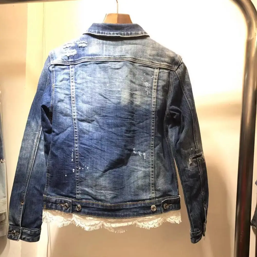 DSENQI женская джинсовая куртка с длинным рукавом хлопковый кардиган Повседневная