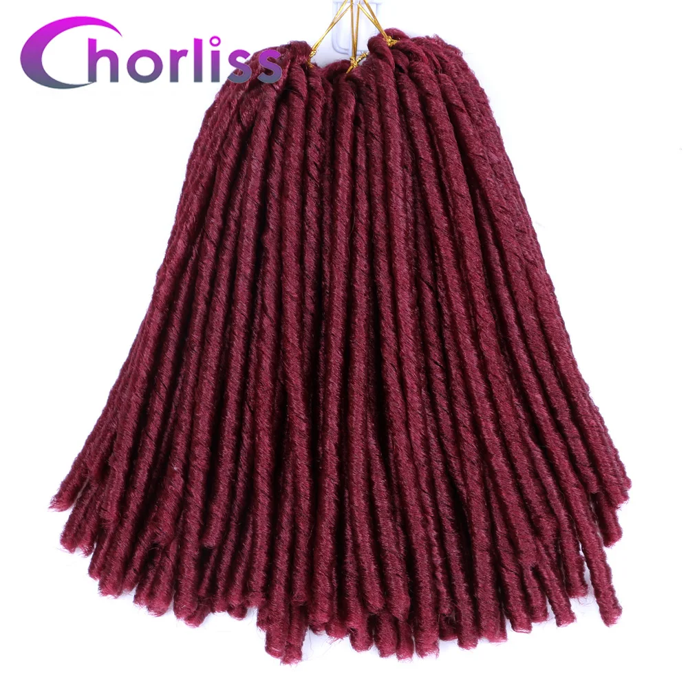 Burgundy Мягкие искусственные локоны в стиле Crochet косички Ombre Jumbo Dread прическа африканская цветная синтетическая косичка наращивание волос черный коричневый Locs - Цвет: Burgundy