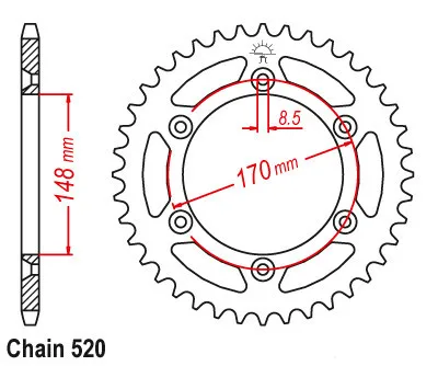 Задняя звездочка для мотоцикла 520 48T Suzuki RM465X 1981 TSX250 TS250X 1985-1990 DR750S DR800S Big 88-90 |