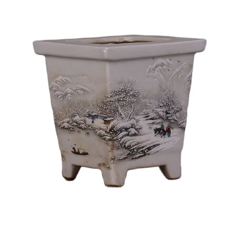 Chinese Old Porcelain Snowscape Chart Of Pastel Flower Pots | Дом и сад