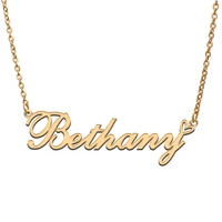 love heart bethany name necklace for women stainless steel gold silver nameplate pendant femme mother child girls gift