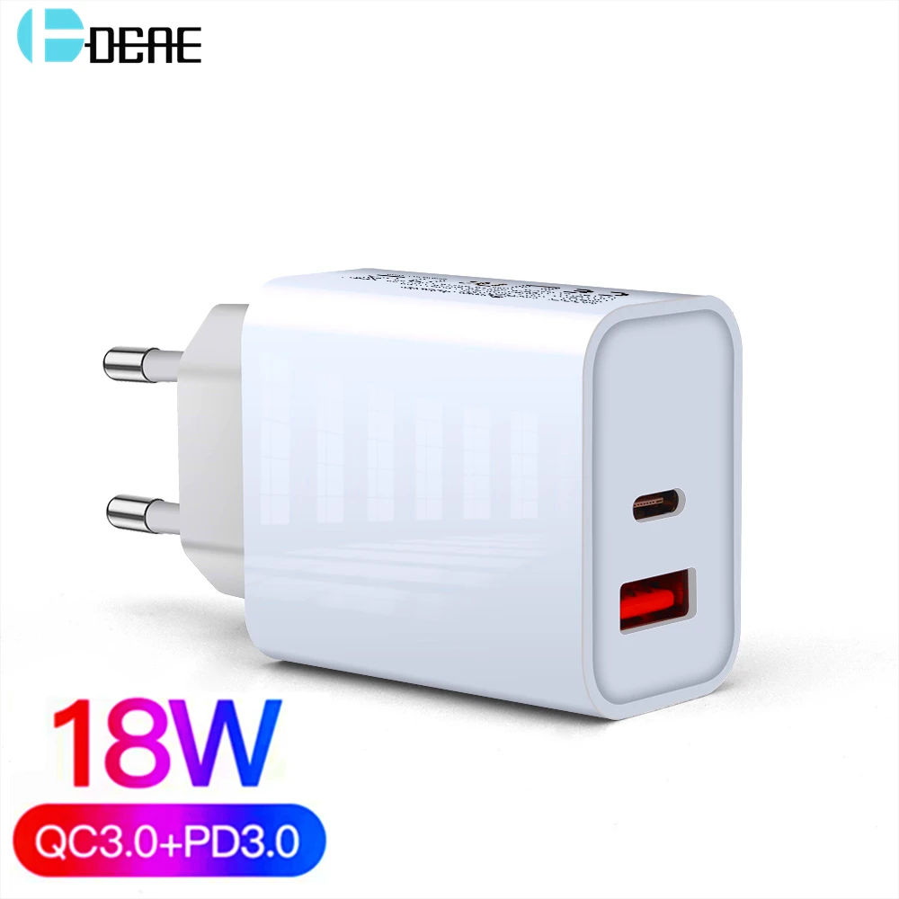 Сетевое зарядное устройство PD с USB-портом 18 Вт 3 0 дюйма | Мобильные телефоны и