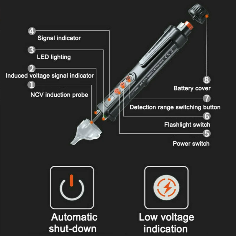 Новый AC DC тестер напряжения карандаш ручка не контактный 48 V/12 V 1000 Напряжение Звук