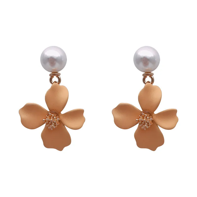 Простые матовые цветочные серьги ярких цветов модные жемчужные для женщин