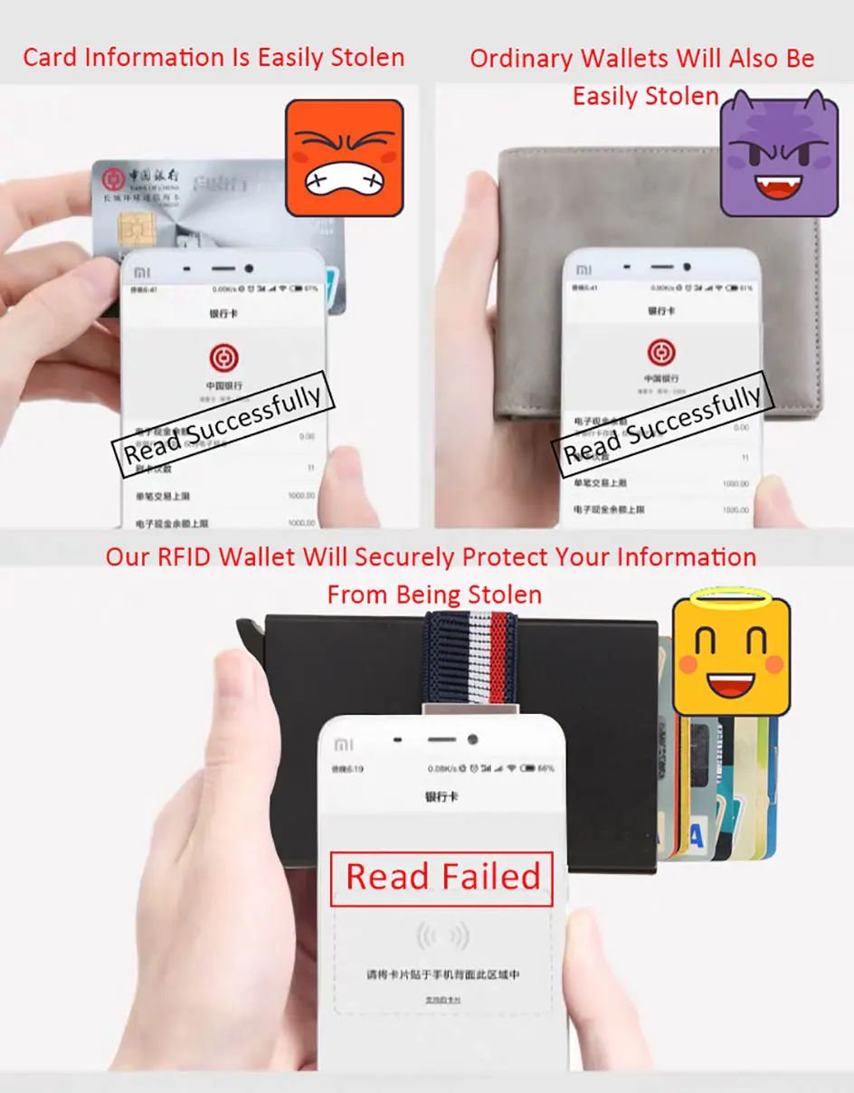 DIENQI, двойной металлический чехол, мужские кошельки, синий, анти-Rfid, блокировка, карта, кошелек, сумка для денег, мужской короткий, всплывающий, волшебный кошелек, маленький кошелек
