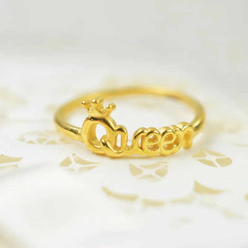 Новинка 999 кольцо из желтого золота 24 К Женское с Королевской короной на удачу 0 9-1