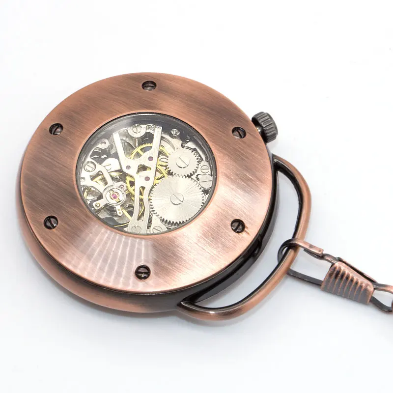 Часы мужские механические карманные в стиле стимпанк гладкая задняя часть из
