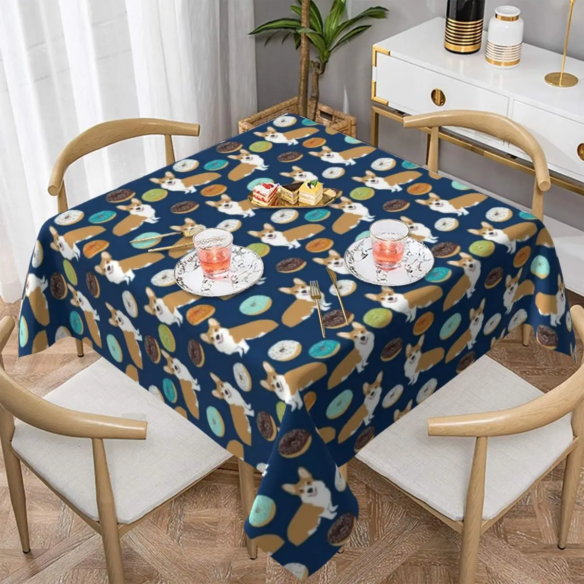 

Donut Tablecloth Wholesale Vintage Table Cover Birthday Party Print Protection Polyester Table Cloth