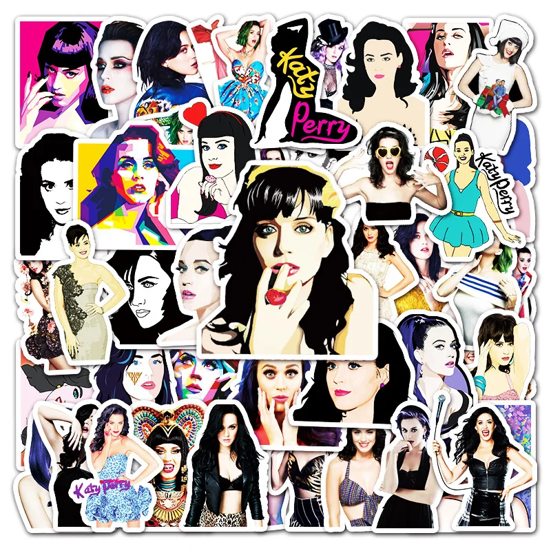 

10/30/50pcs Super Star Sexy Katie Perry Graffiti Stickers Laptop Window Wall Water Cup Trolley Popular Guitar Mobile Phone Girl