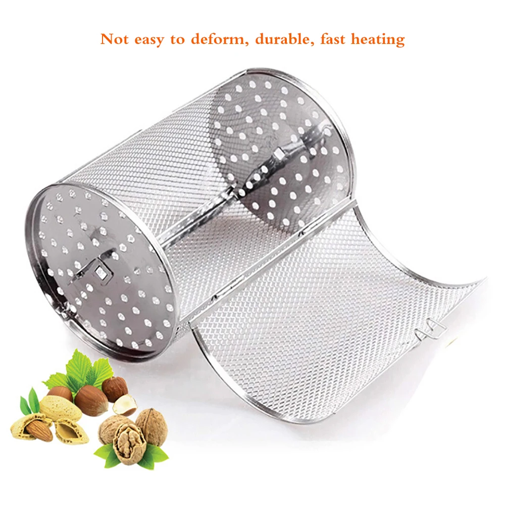 bbq stainless steel rotisserie grill roaster drum oven basket bakeware oven roast baking rotary nuts beans peanut basket grill free global shipping