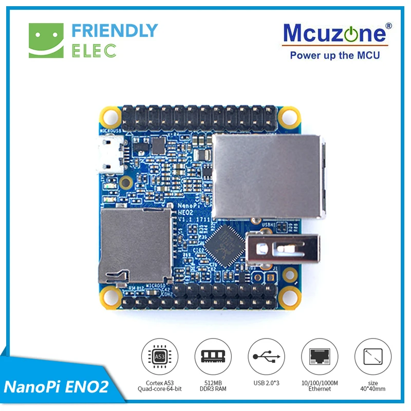 FriendlyELEC NanoPi NEO2 LTS макетная плата быстрее, чем Raspberry PI 40X40 мм(512 МБ/1 Гб оперативной памяти DDR3) ARM Cortex-A53 Allwinner H5