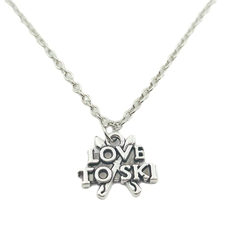 

I Love To Ski Simple Charm Creative Chain Necklace Women Pendants Fashion Jewelry Accessory ,Friend Gifts