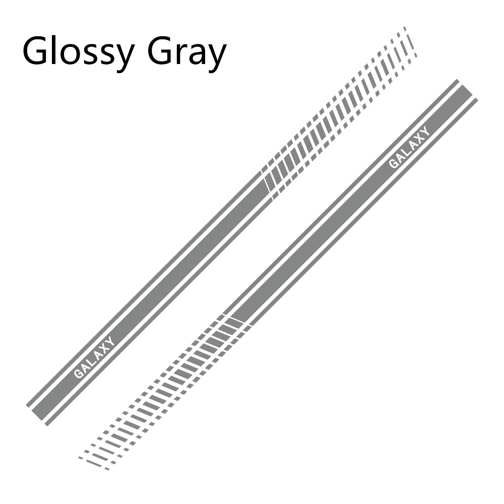 Glossy Gray 2 шт. автомобильные длинные боковые полосы наклейки для Ford Galaxy Автомобильная виниловая пленка Стайлинг украшения наклейки автомобильные принадлежности для тюнинга - Название цвета: Glossy Gray