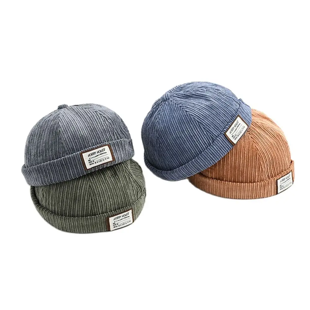 

Winter Retro Corduroy Beanie Hats Men Women Couples Street Trend Hip-Hop Yuppie Landlord Hats Autumn Letter HOBBY Melon Hat