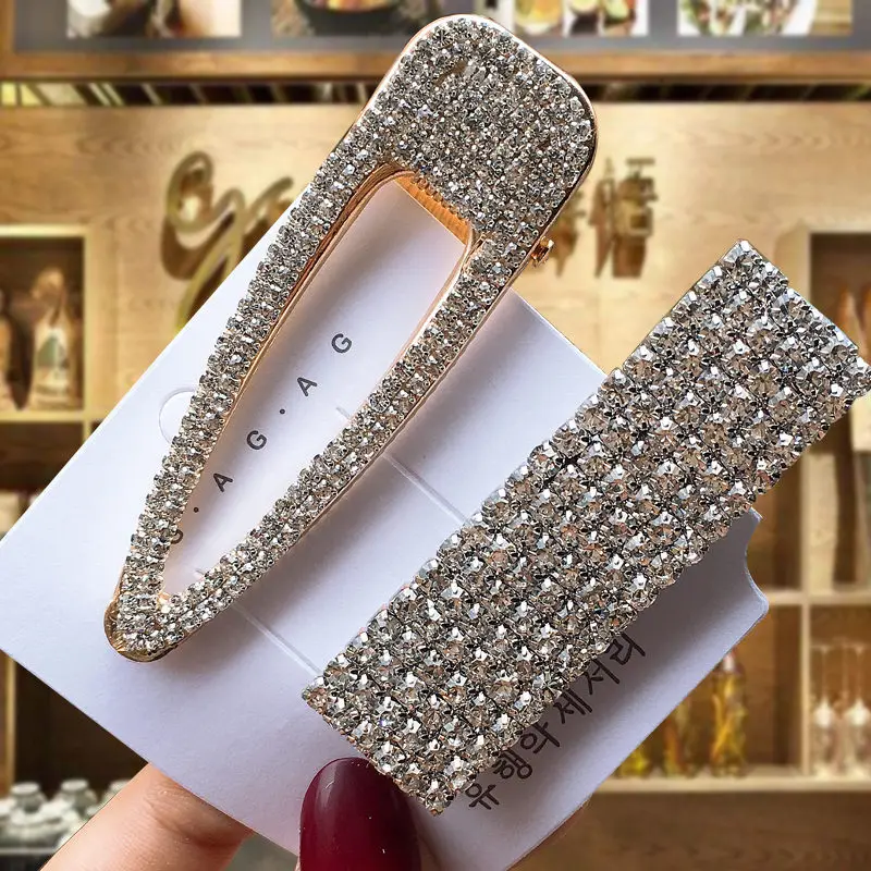 

1 Set Shiny Full Crystal Hairpins Woman Rhinestone Crystal Pearl Cute BB Clips Sweet Hair Clip For Women Hair Accessories
