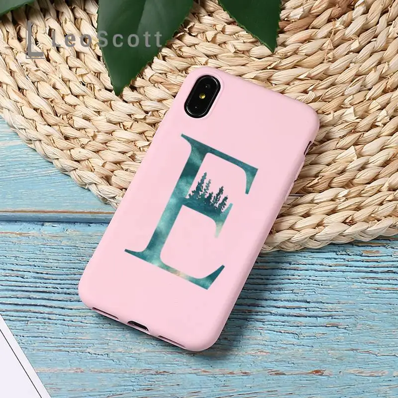 

Green 26 letters Phone Case Candy Color Phone Case for iPhone 11 pro XS MAX 8 7 6 6S Plus X 5S SE 2020 XR