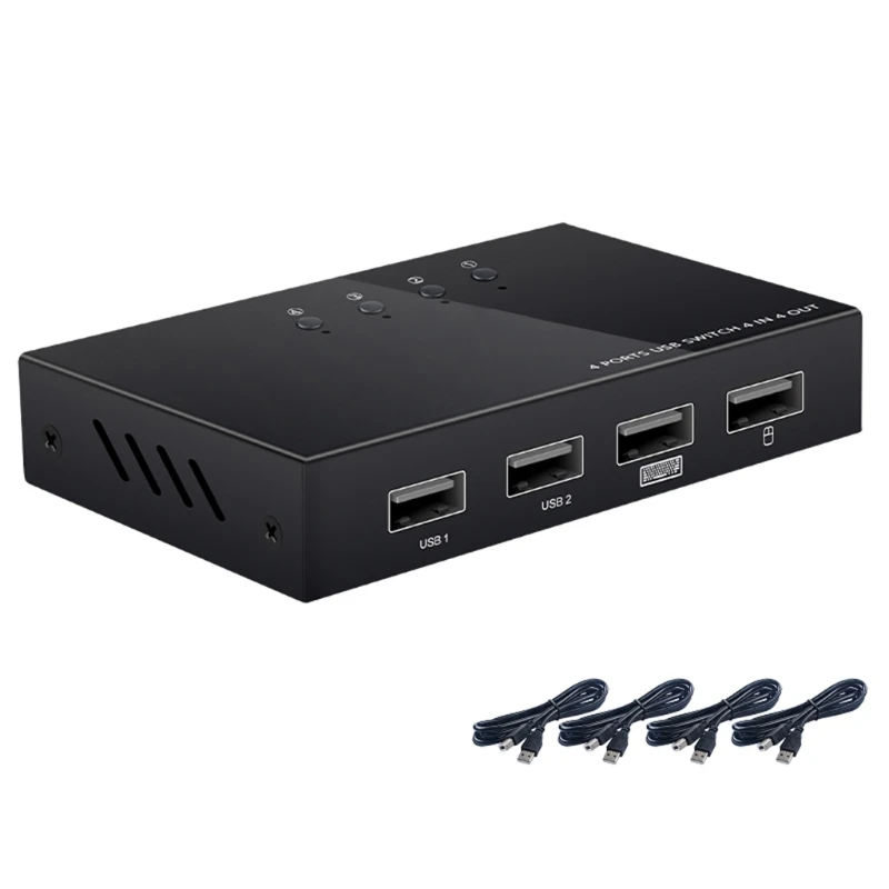 

USB-переключатель, 4 компьютера, ПК, один монитор, 4 порта, VGA KVM-переключатель, хаб, селектор 1080P для клавиатуры, мыши, принтера