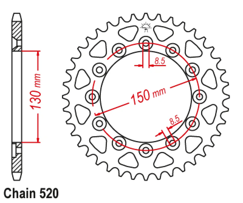 Задняя звездочка цепи 520 для мотоцикла Honda XL350 84 87 XL500 79 MVX250 1983 Φ 83 XL600 88 NX250