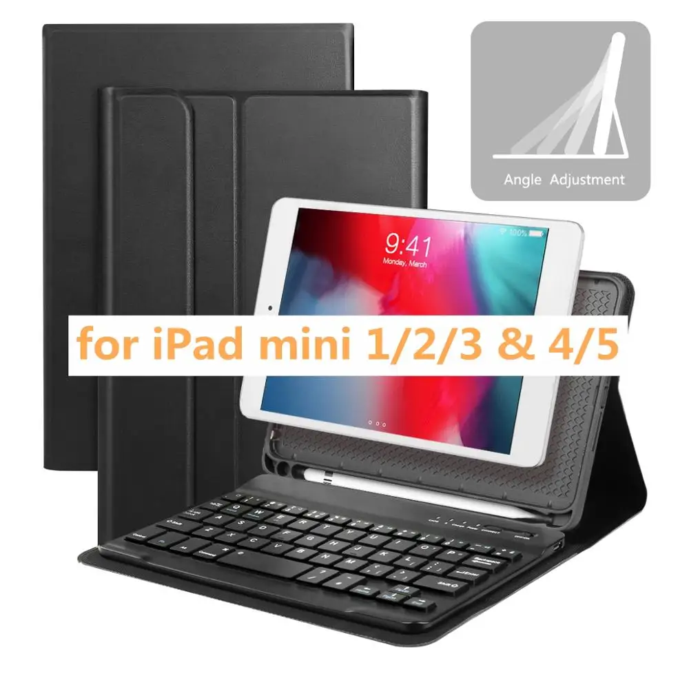 Умный чехол для iPad mini 4/5 1/2/3 с Bluetooth клавиатурой Английский Испанский Французский