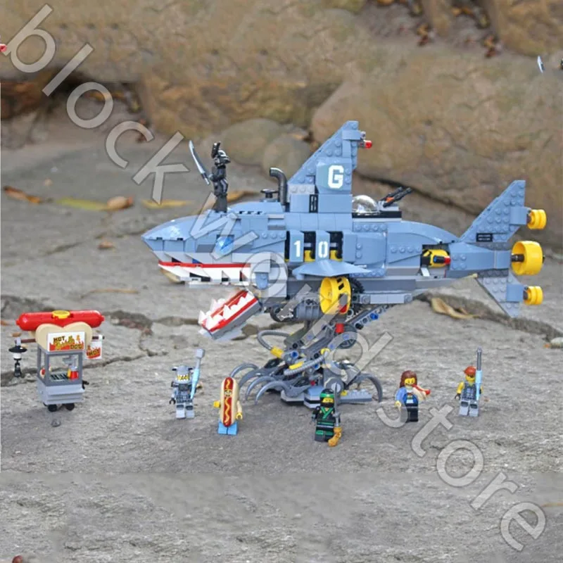Ninjaed Legoed City Garmadonlys Акула мех атака строительный блок модель совместима 70656 детские