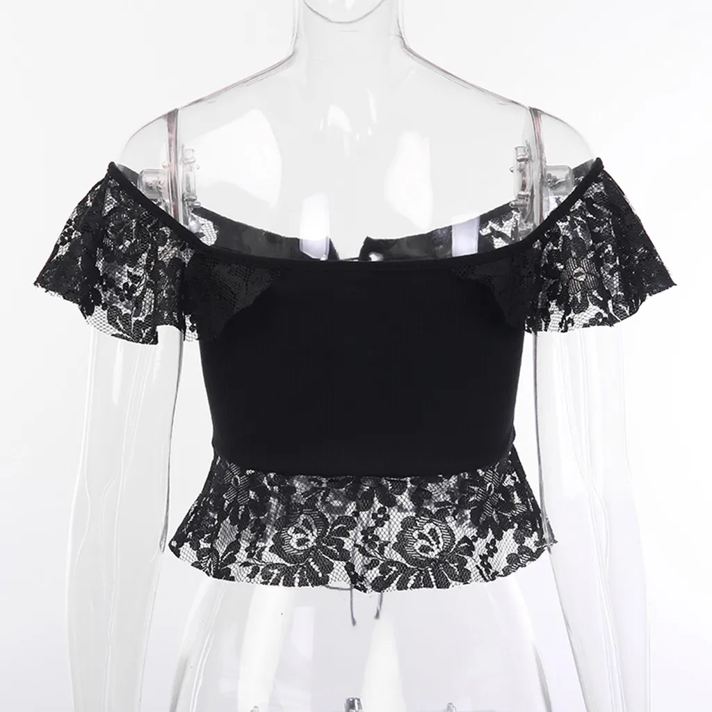 

Vintage Bandage Tees Gothic Punk Tank Vest Summer Lace Off Shoulder Tshirt Crop Top Female Mujer Streetwear short top clubwear