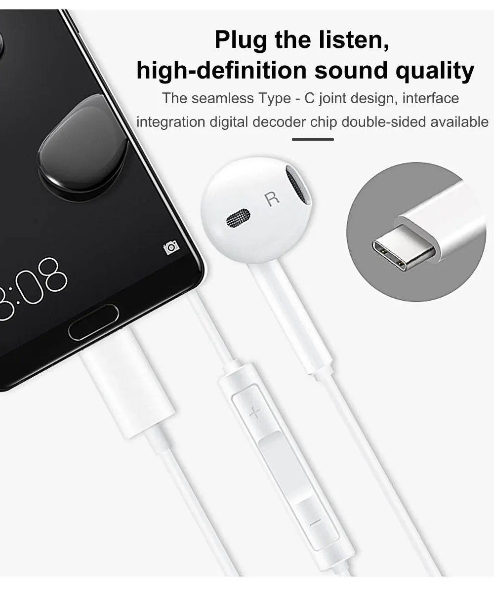 Для HUAWEI наушники usb type C CDLA Hearphone микрофон для HUAWEI P20 P30 Lite mate 10 20 30 Pro совместимый для Xiaomi для samsung