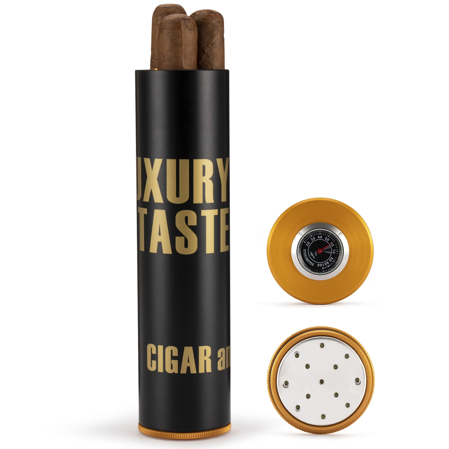 XIFEI-humidificador de viaje con humidificador, caja de cigarros con higrómetro, antideslizante, caja portátil de Metal de lujo, 3-5 capacidades, regalo personalizado