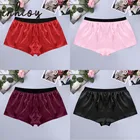 Мужские шелковые Пижамные шорты, свободные размера плюс, одежда для сна для мужчин, атласная дышащая Домашняя одежда, халаты, шорты