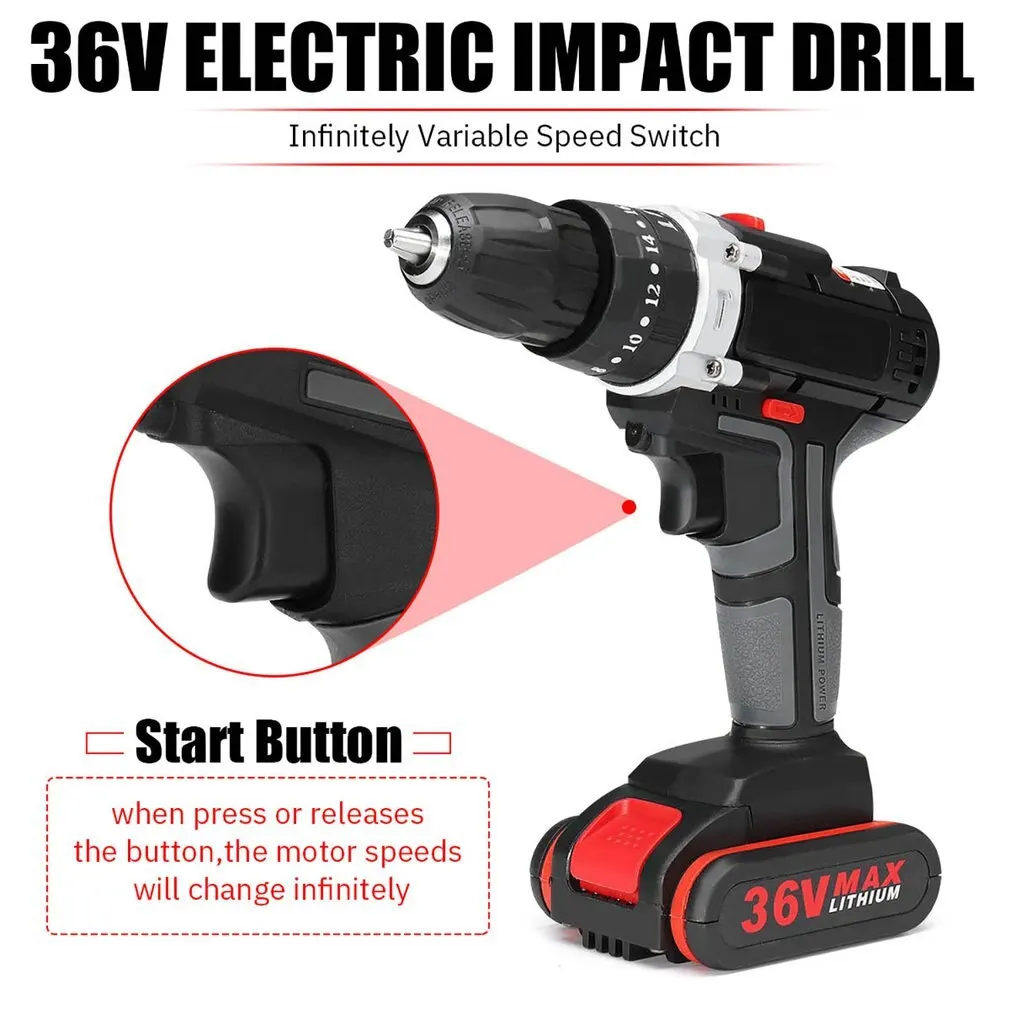 

3 In 1 Electric Drill Impact Drill Hammer Cordless Screwdriver Wireless Power Driver Battery Wrench Electric Hand Drill