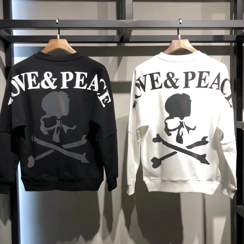 Мужская толстовка с принтом DUYOU Skull LOVE & PEACE пуловер рукавом летучая мышь мужские