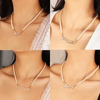 fashion pearls choker letters angel honey princess babygirl pendant necklace for women luxury pearl necklaces girls fine jewelry