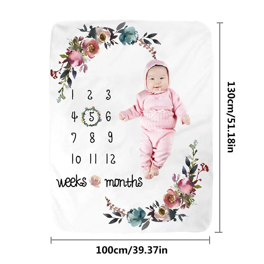 

New Flannel Baby Milestone Photo Blanket Month Growth Record Wrap Towel Photo Blanket Baby Photography Background Props