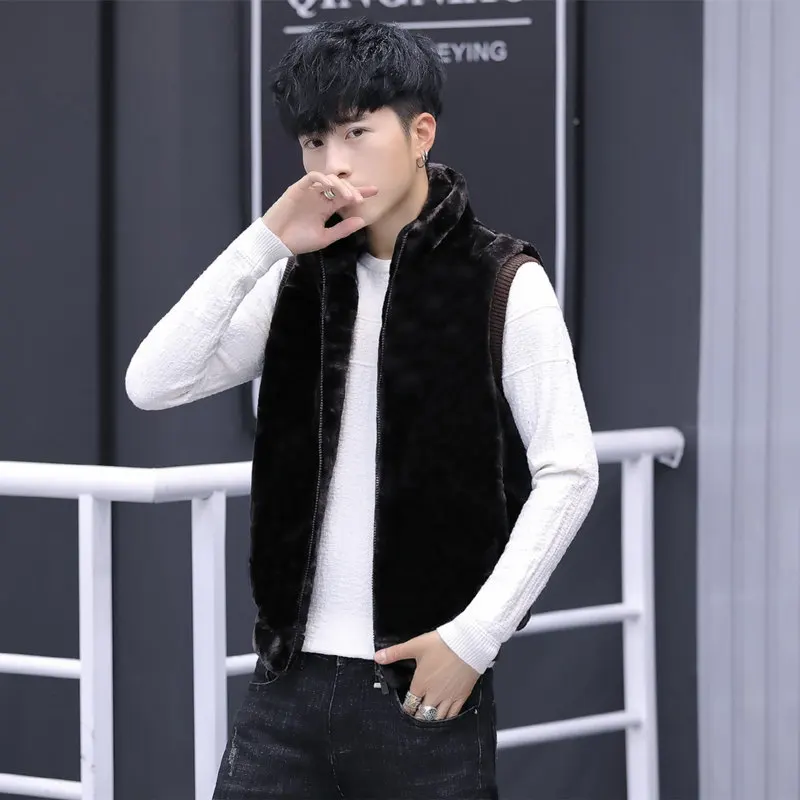 Зимний мужской жилет из норкового хлопка куртка с воротником стойкой