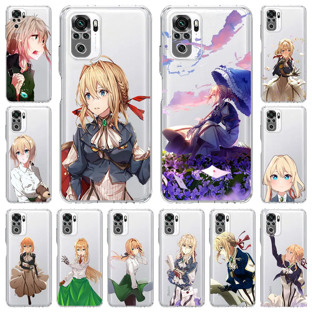 

Anime Violet Evergarden Phone Case For Xiaomi Poco X3 NFC M3 Redmi Note 9S 9 8 10 Pro 7 8T 9C 9A 8A K40 Soft Clear Cover Capa