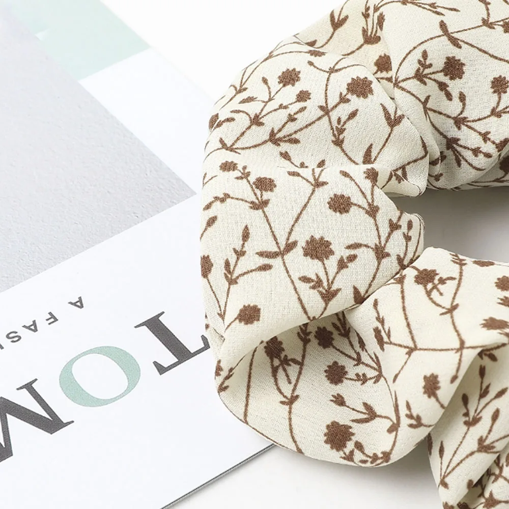 

New Cute Floral Elastic Hair Bands For Women Girls Solid Color Scrunchies Headband Hair Ties Ponytail Holder Hair Accessories