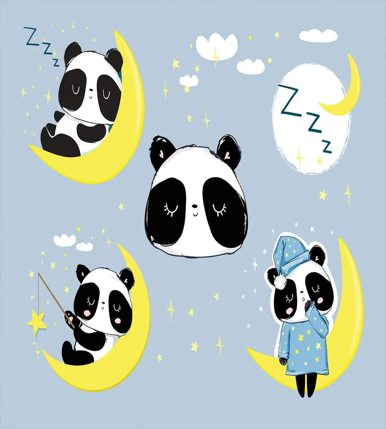 Комплект из 3 предметов с пандой пододеяльник изображением животных спящих на