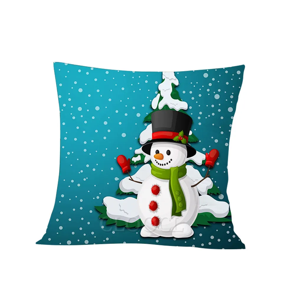 

CLOOCL Christmas Pillow Case Christmas Tree Snowman 3D Print Zipper Cushion Cover Polyester Funny Festival Party Decor