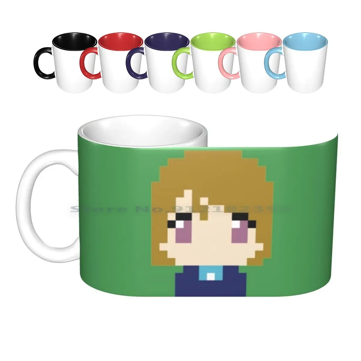 

Pixel Hanako Ceramic Mugs Coffee Cups Milk Tea Mug School Idol School Idol Tomodachi Love Live School Idol Muse Printemps Green