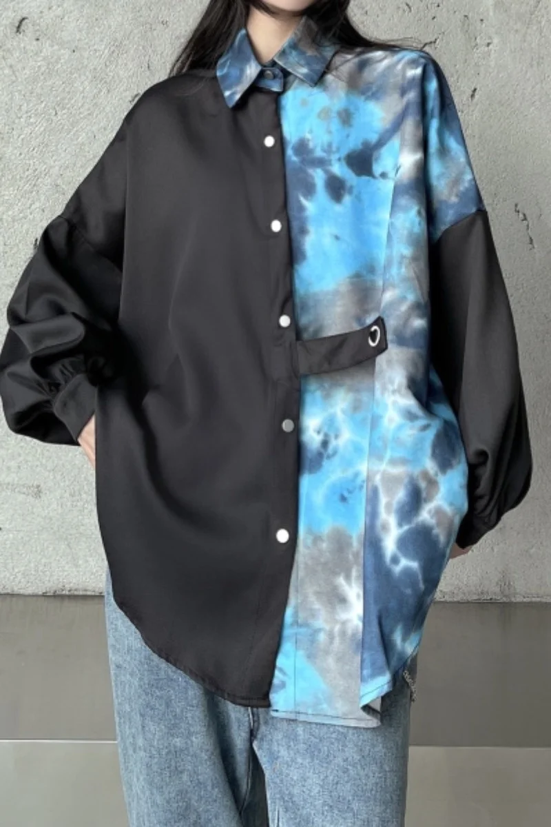 Женская рубашка в стиле Харадзюку панк готическая Черная блузка топ новинка