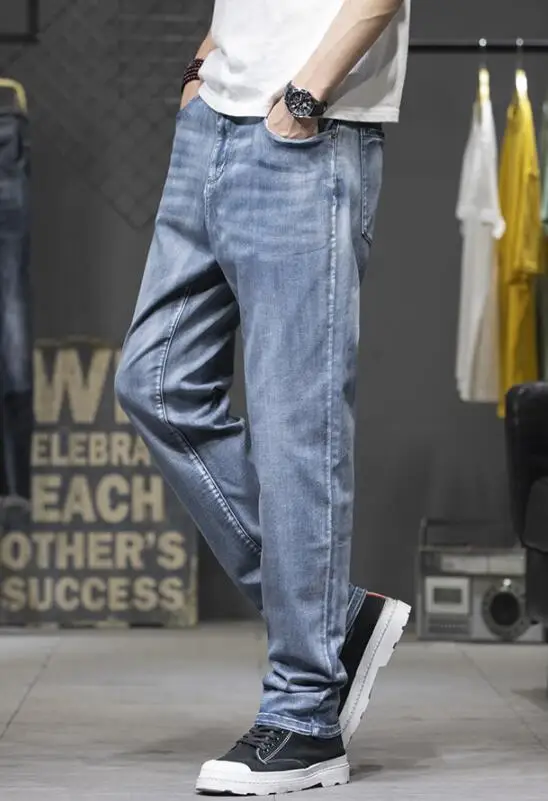 Jeans Men Wear-Resistant Cargo Trousers Male Classic Casual Straight Denim Pants Size 30-42