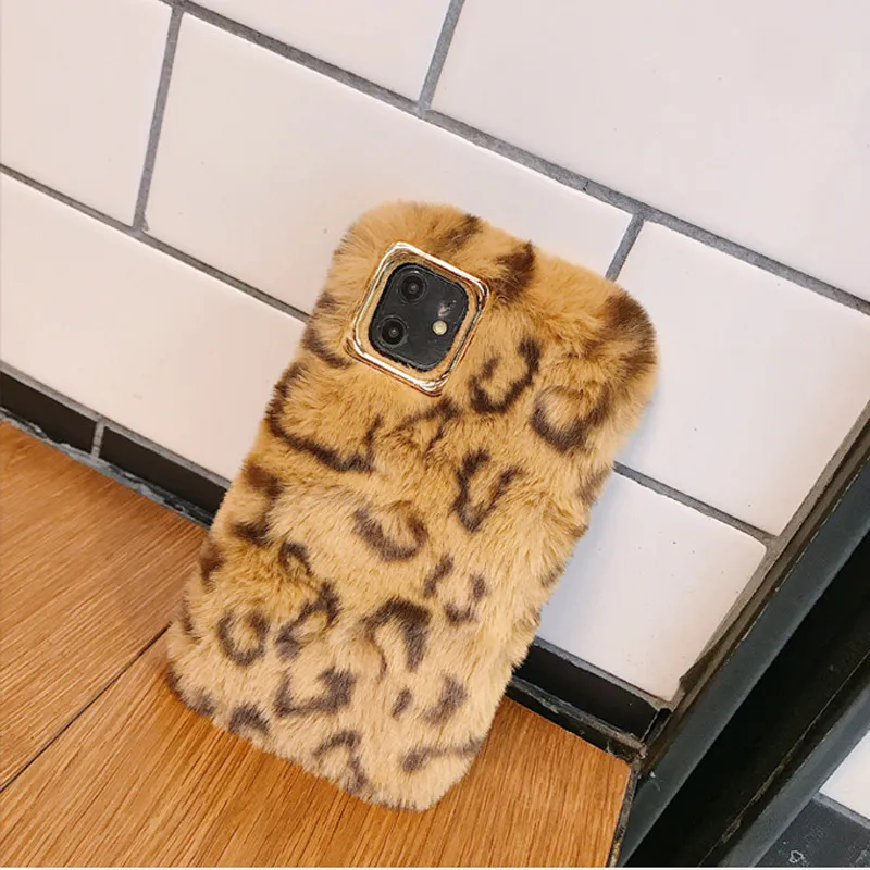 Чехол для телефона KJOEW iPhone 7 8 Plus X XR XS Max 11 Pro с леопардовым принтом зимний теплый