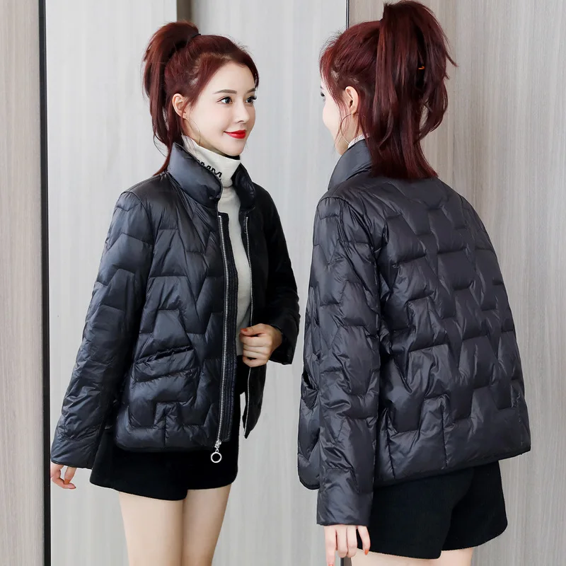 

Fitaylor 2022 Autumn 90% White Duck Down Jacket Women Casual Black Long Sleeve Slim Fit Coat Windproof Light Down Outwear