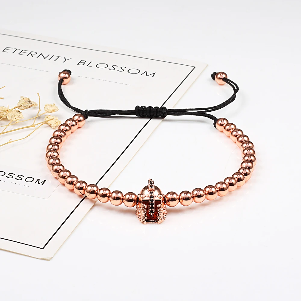 Регулируемый Браслет Роза Золотой геометрической формы микро паве шарики бусины